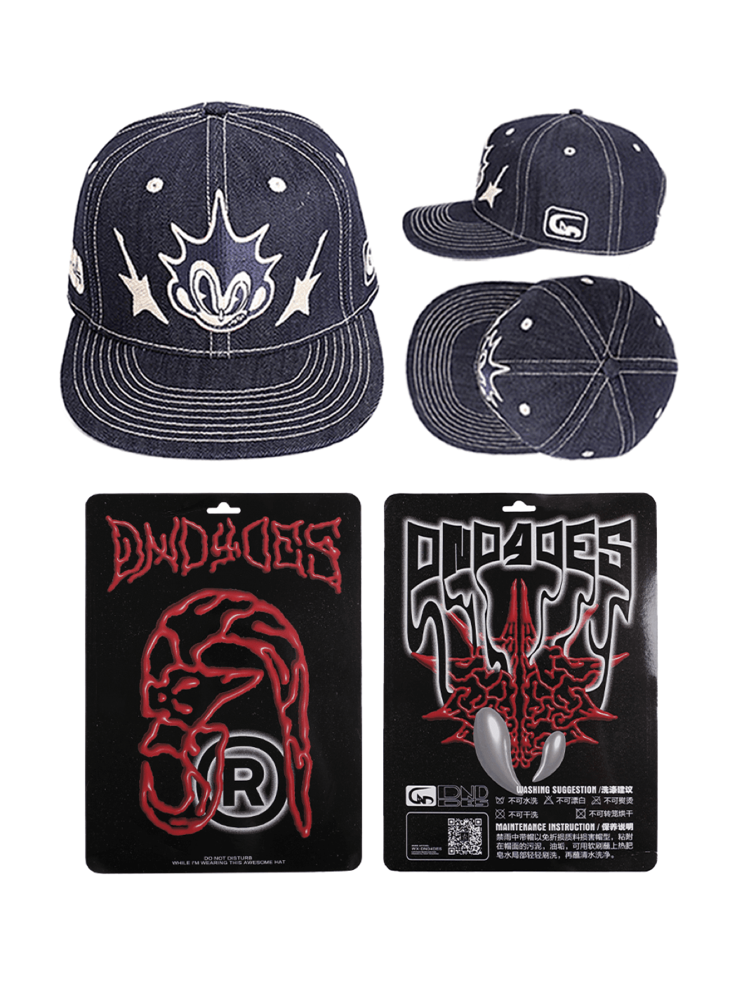 Embroidered Six Panel Denim Cap