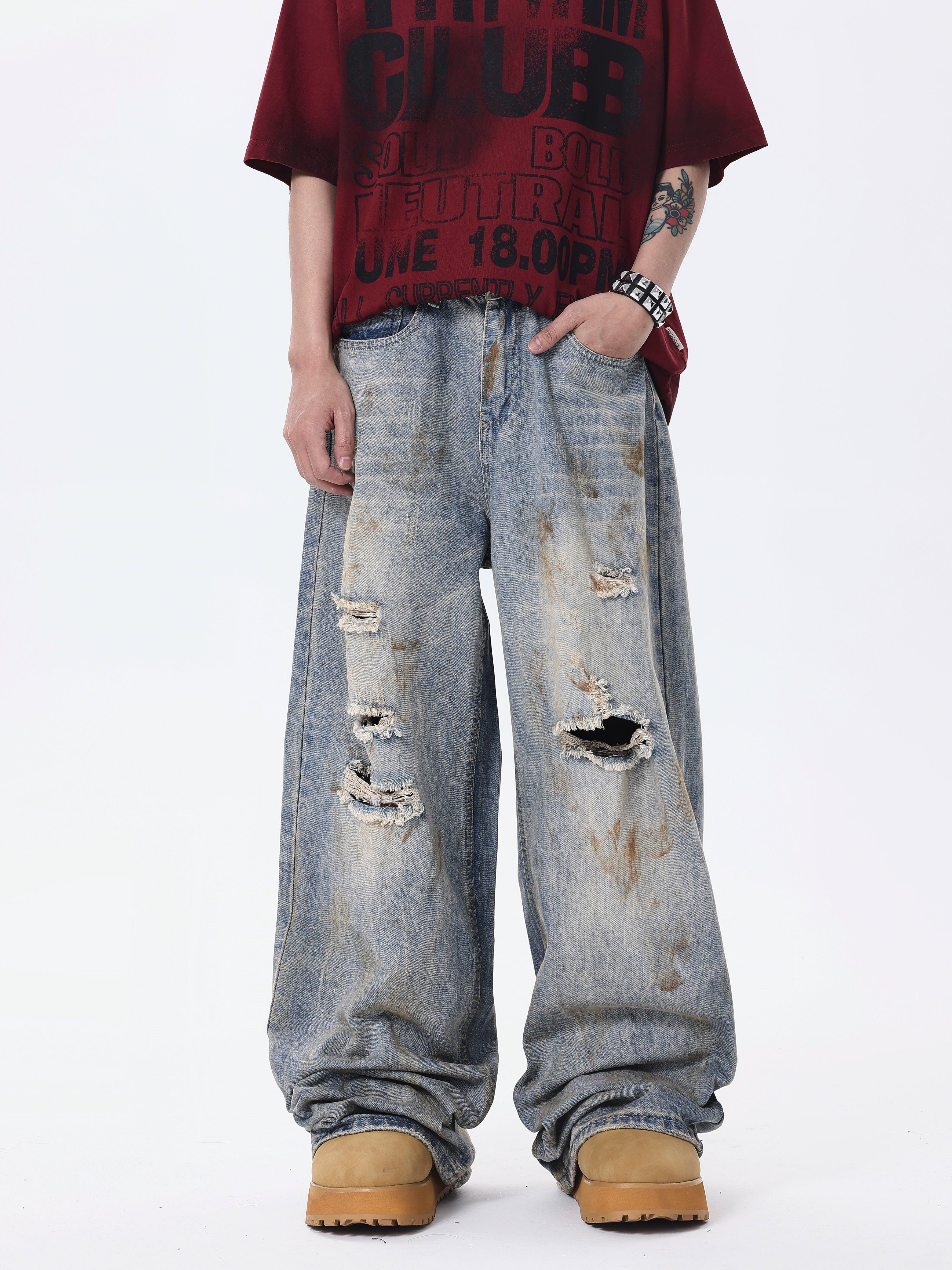 Dirty Wasteland Washed Ripped Jeans