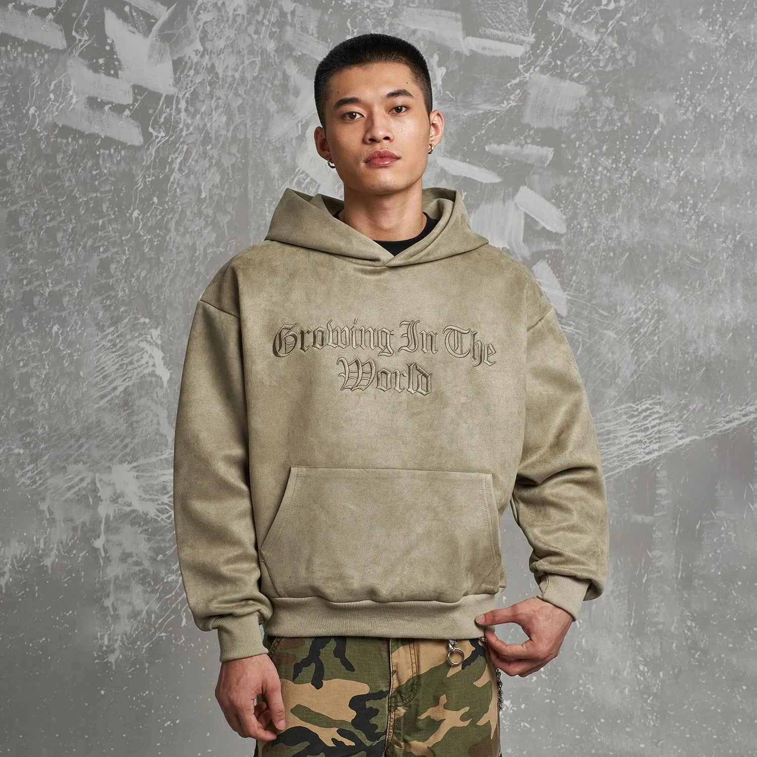 "Growing In The World" Urban Hoodie - Khaki