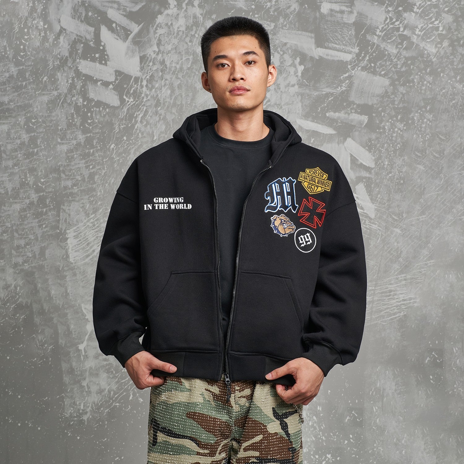 "MT99" Toxic Embroidered Cardigan Hoodie
