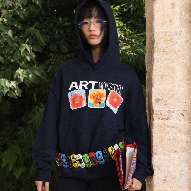"Art Exhibition" Lace Stitching Hoodie