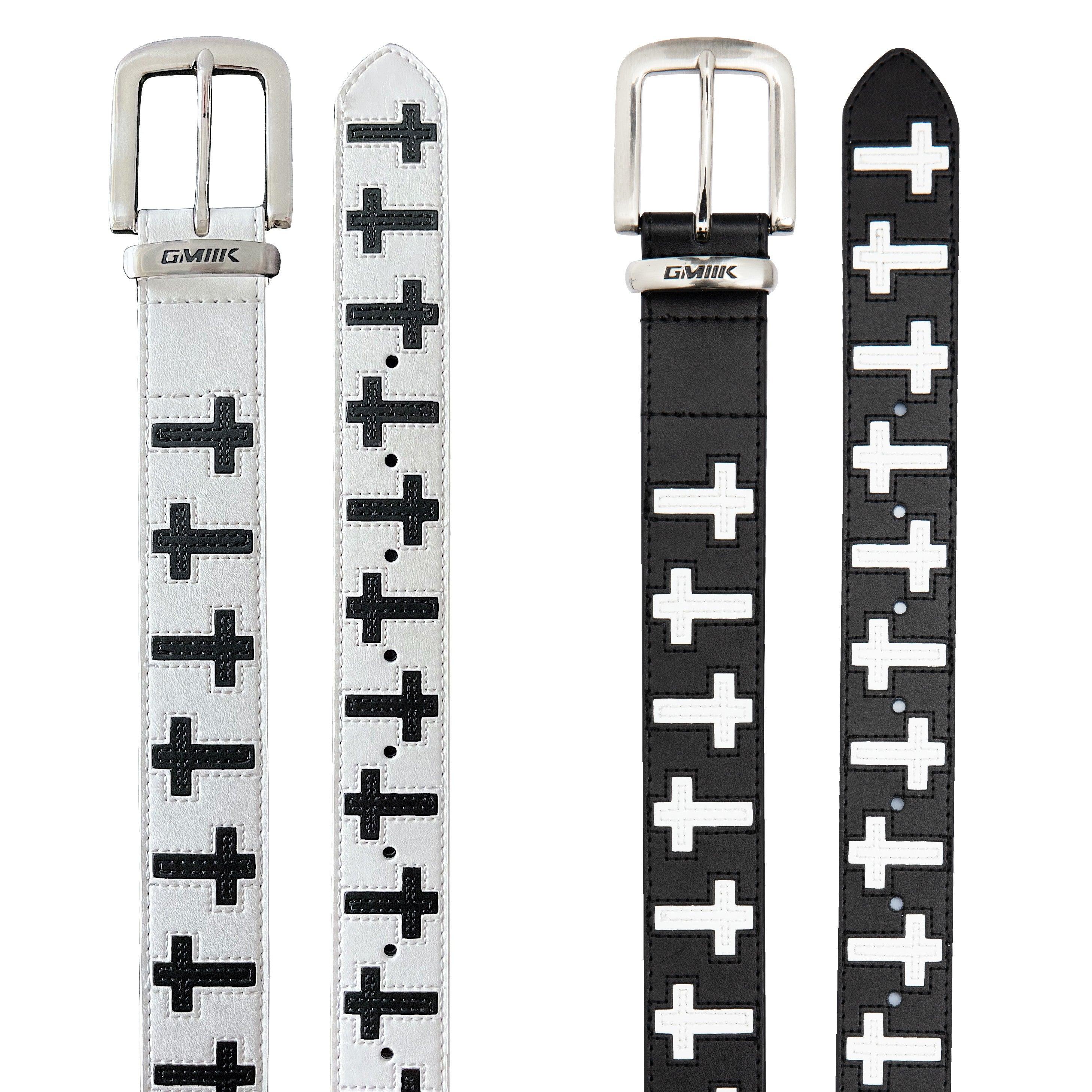 Cross Cowhide Belt Black & White