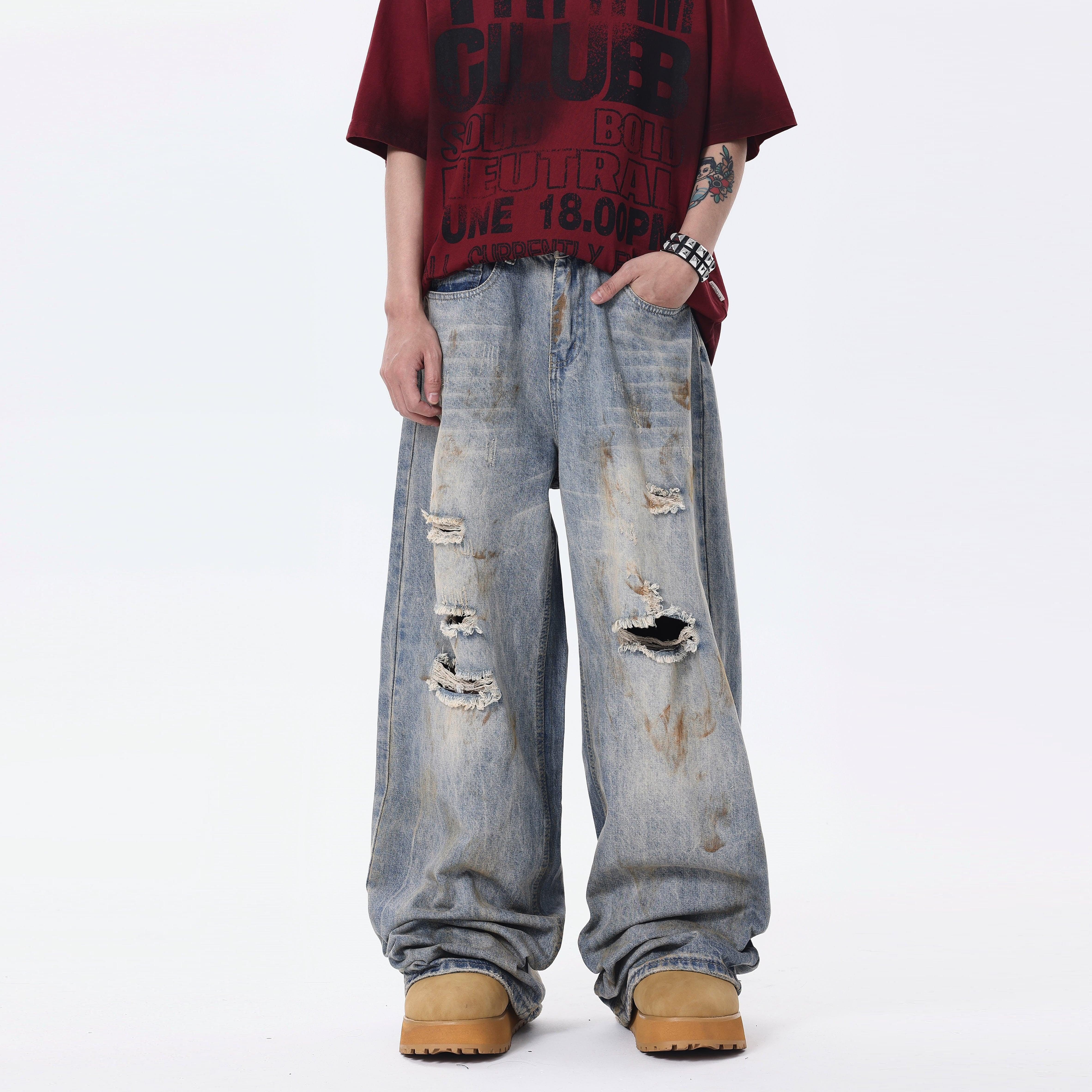 Dirty Wasteland Washed Ripped Jeans
