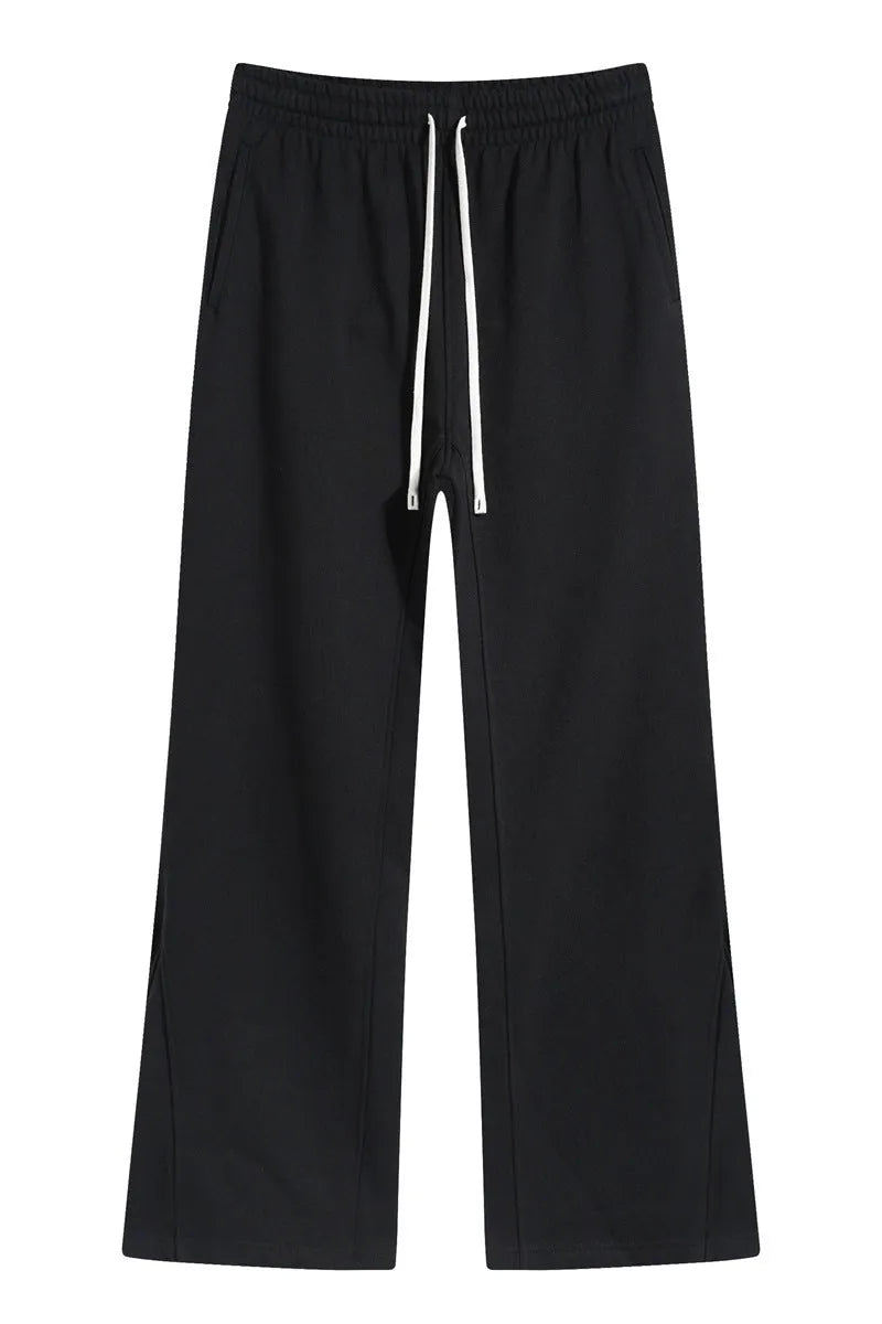 Flared Patchwork Jogger Pants Black