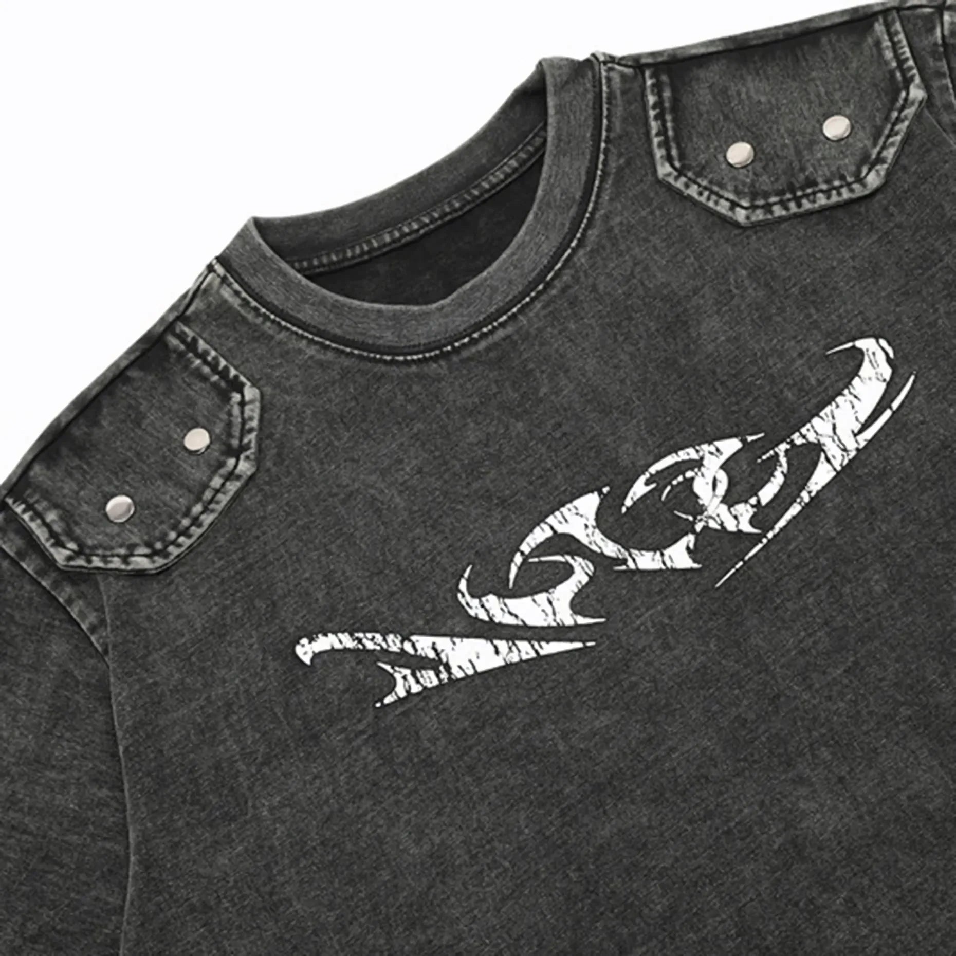 ’Reinforced’ Stonewash Cotton T-Shirt - Print Details