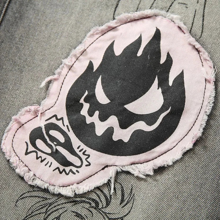 Vintage Streetwear Denim with Custom Patchingby Clout Collection