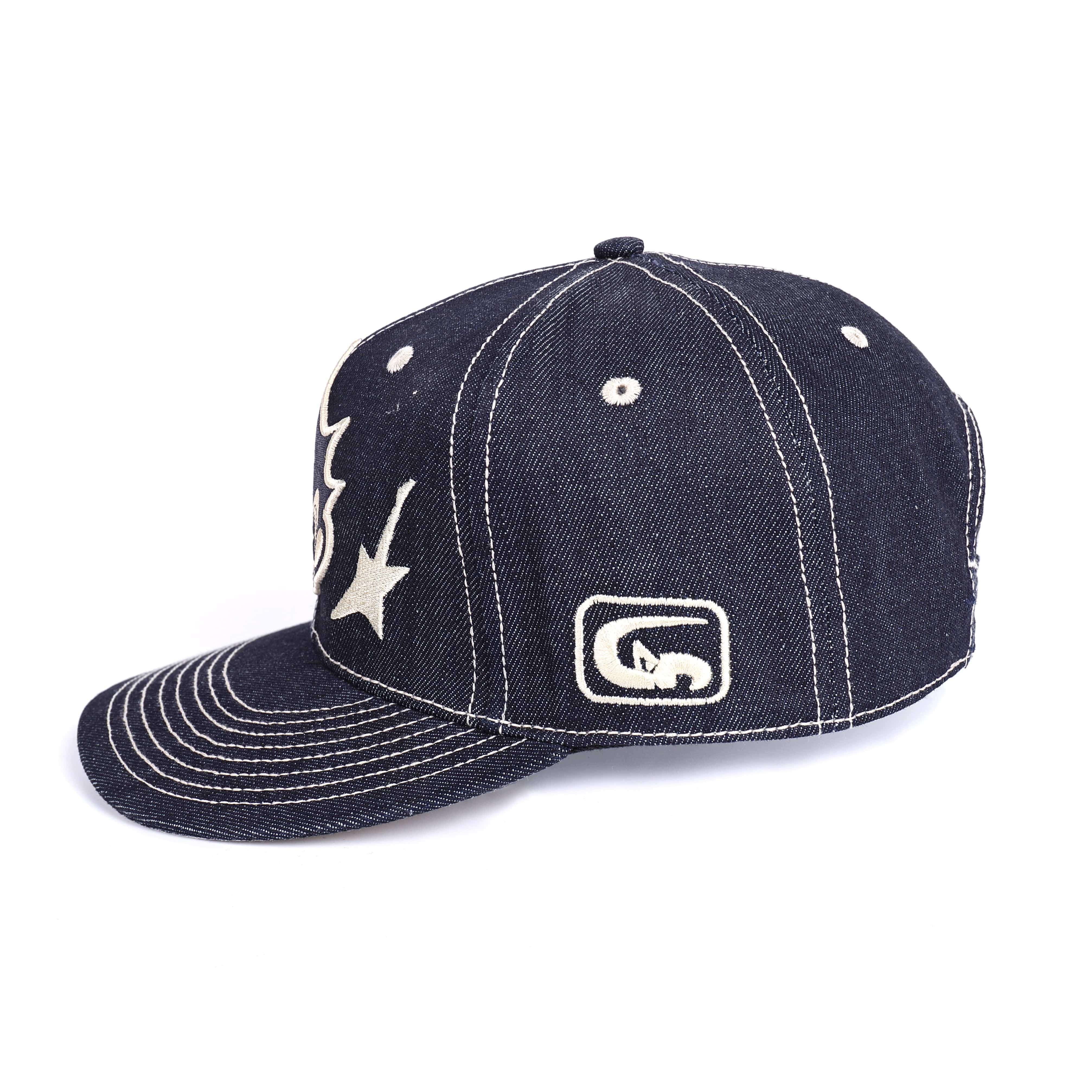 Embroidered Six Panel Denim Cap