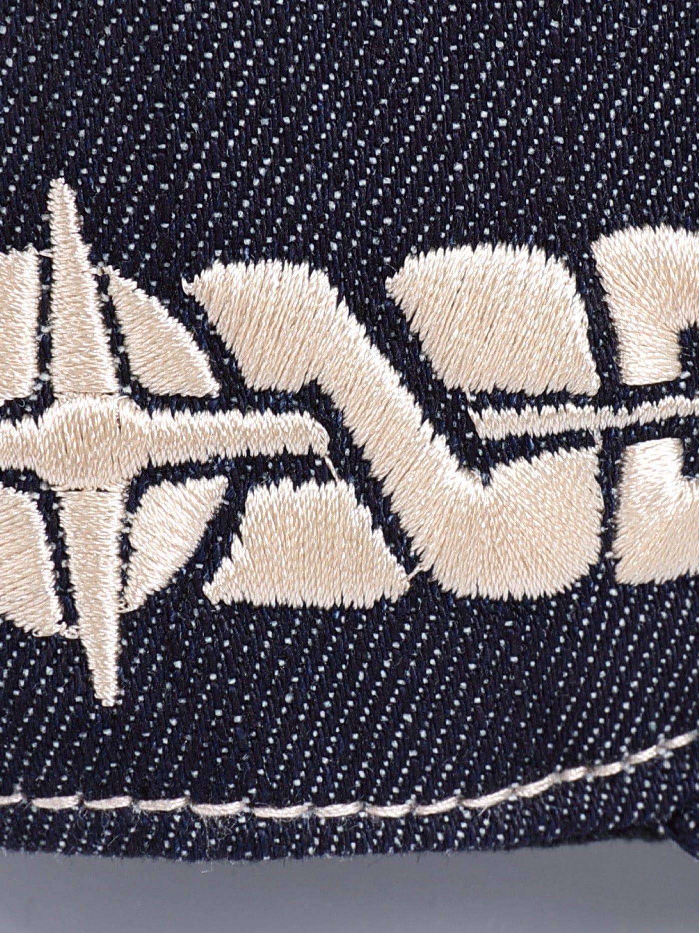 Embroidered Six Panel Denim Cap
