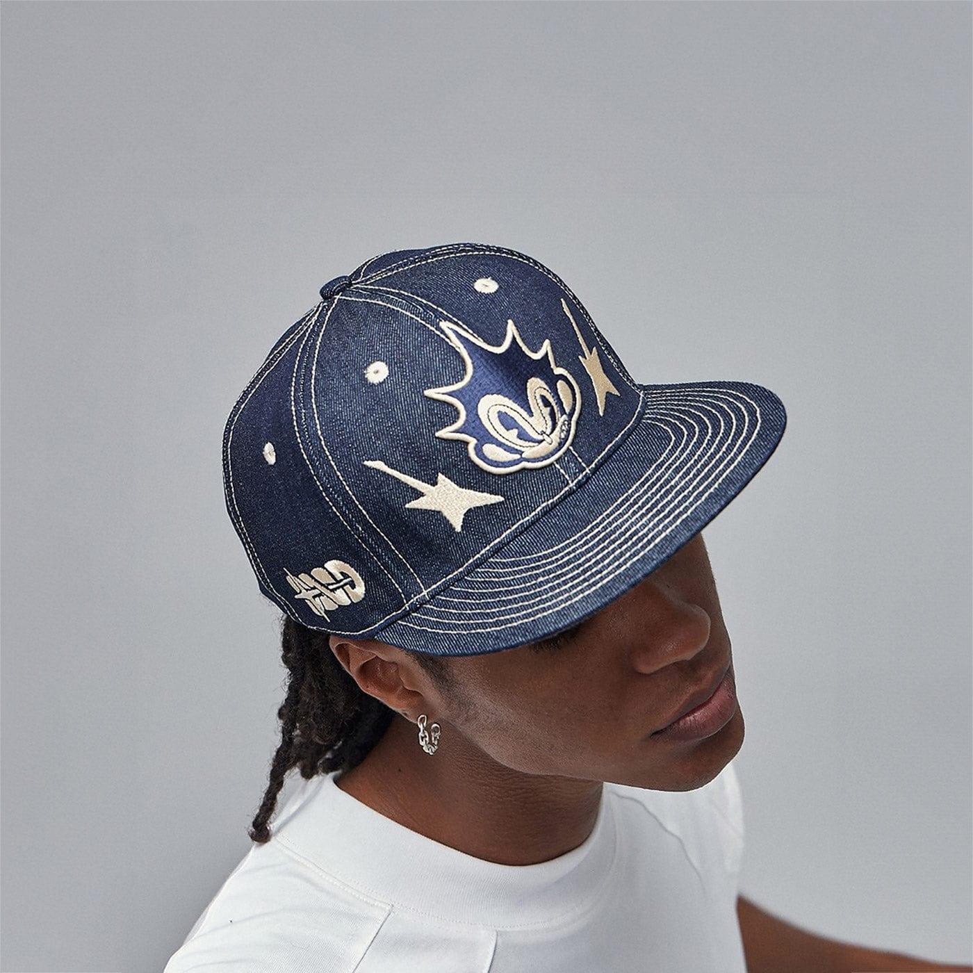 Embroidered Six Panel Denim Cap