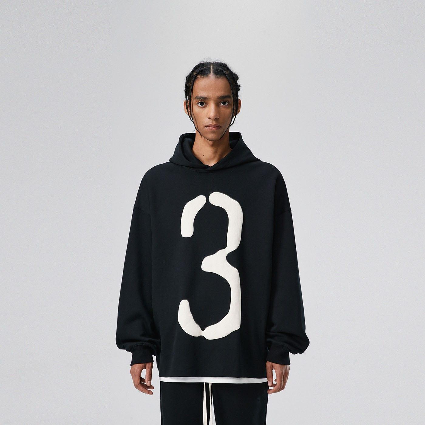 BONELESS Number 3 Puff-Print Hoodie - Keystreetwear