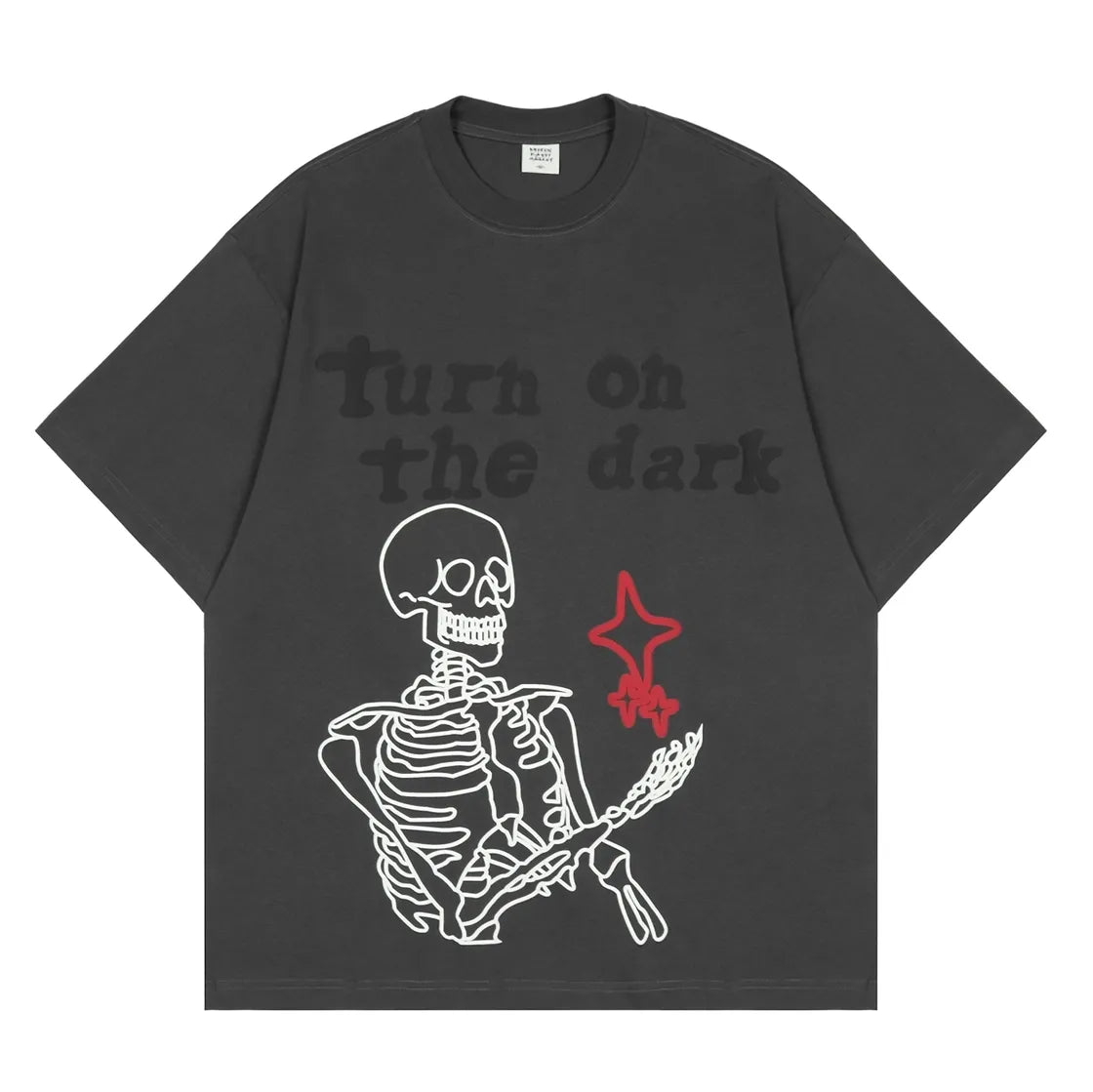 ’Turn On The Dark’ Graphic Print Cotton T-Shirt Black