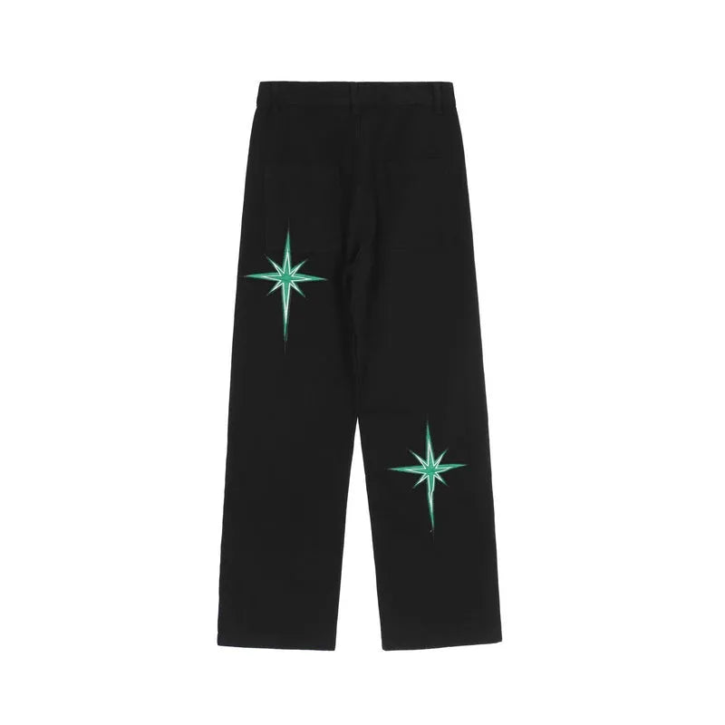 ’Starlight’ Embroidered Denim Jeans | Black Casual Pants