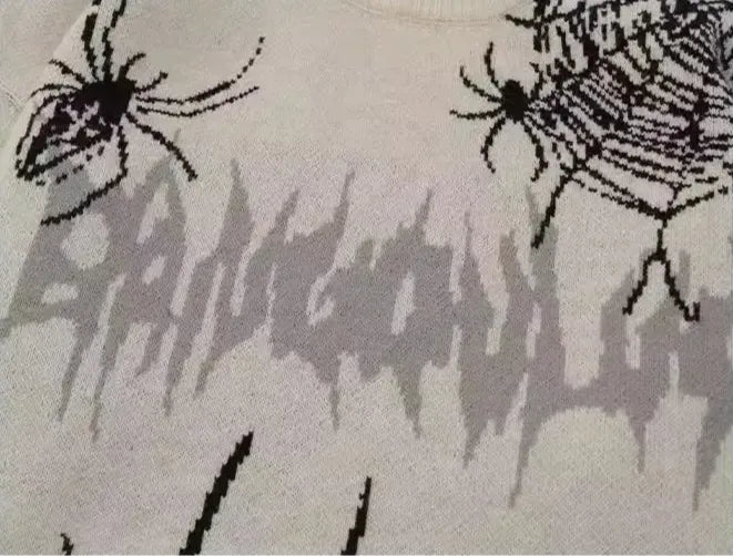 Distressed Spider Web Sweater