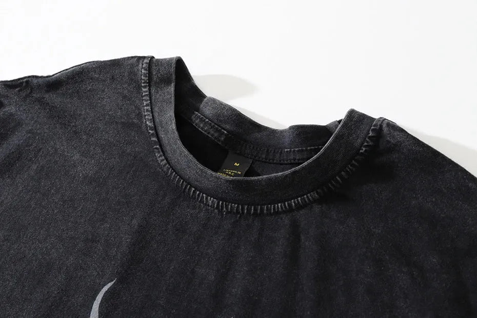 'Can't Stop Thinking' Oversized Cotton T-Shirt Collar