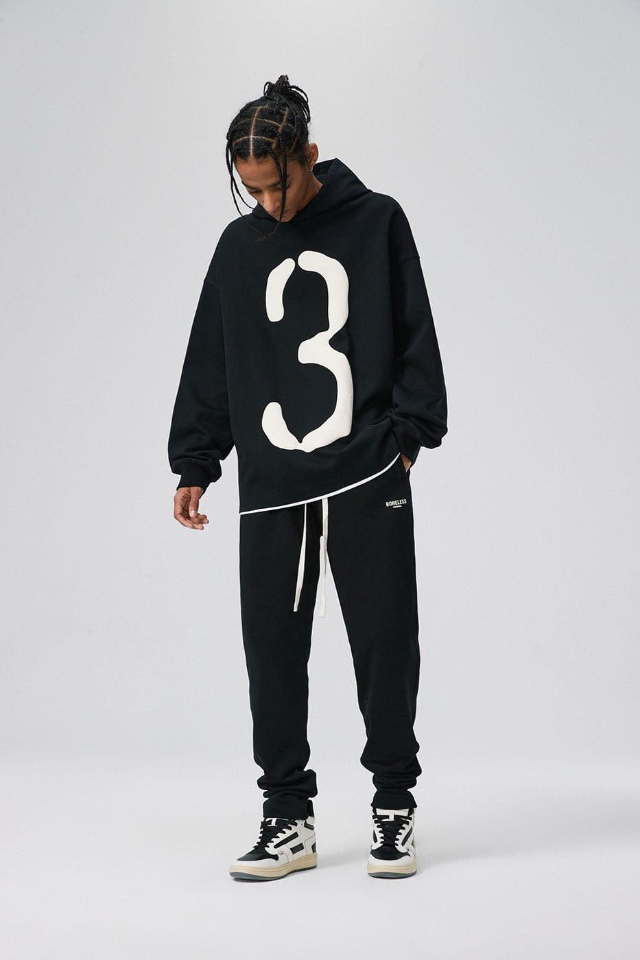 BONELESS Number 3 Puff-Print Hoodie - Keystreetwear