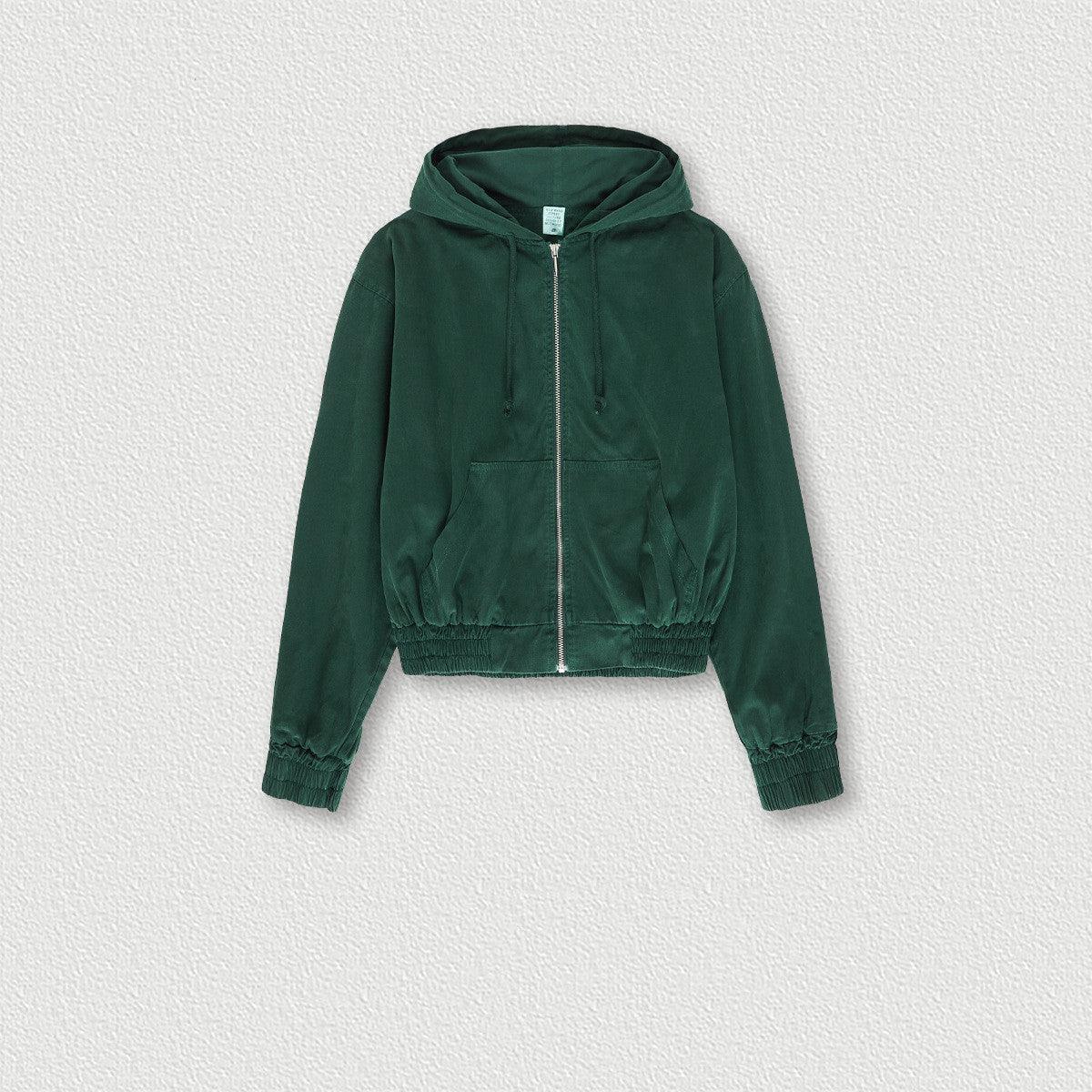 Women's Vintage Washed Distressed Zip Up - Keystreetwear