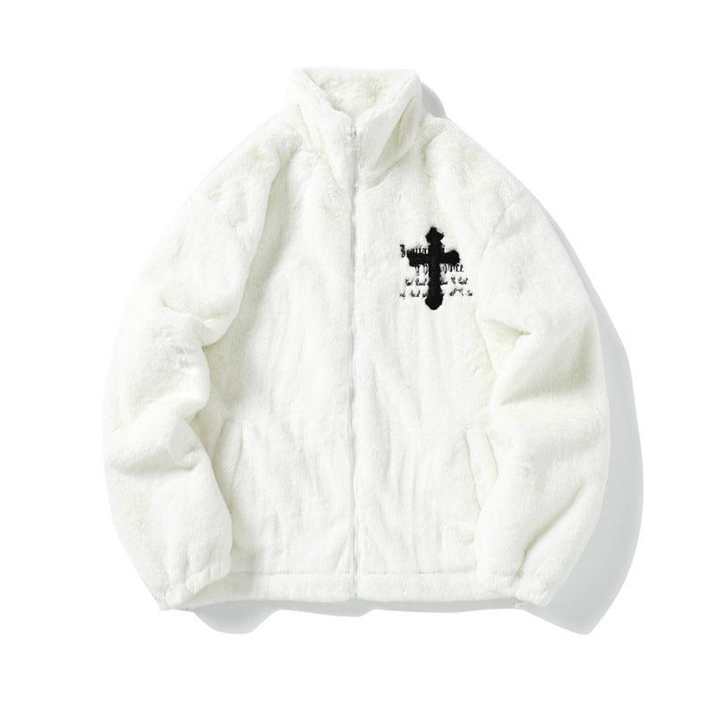 Cozy Cross Rabbit Fur Coat - White