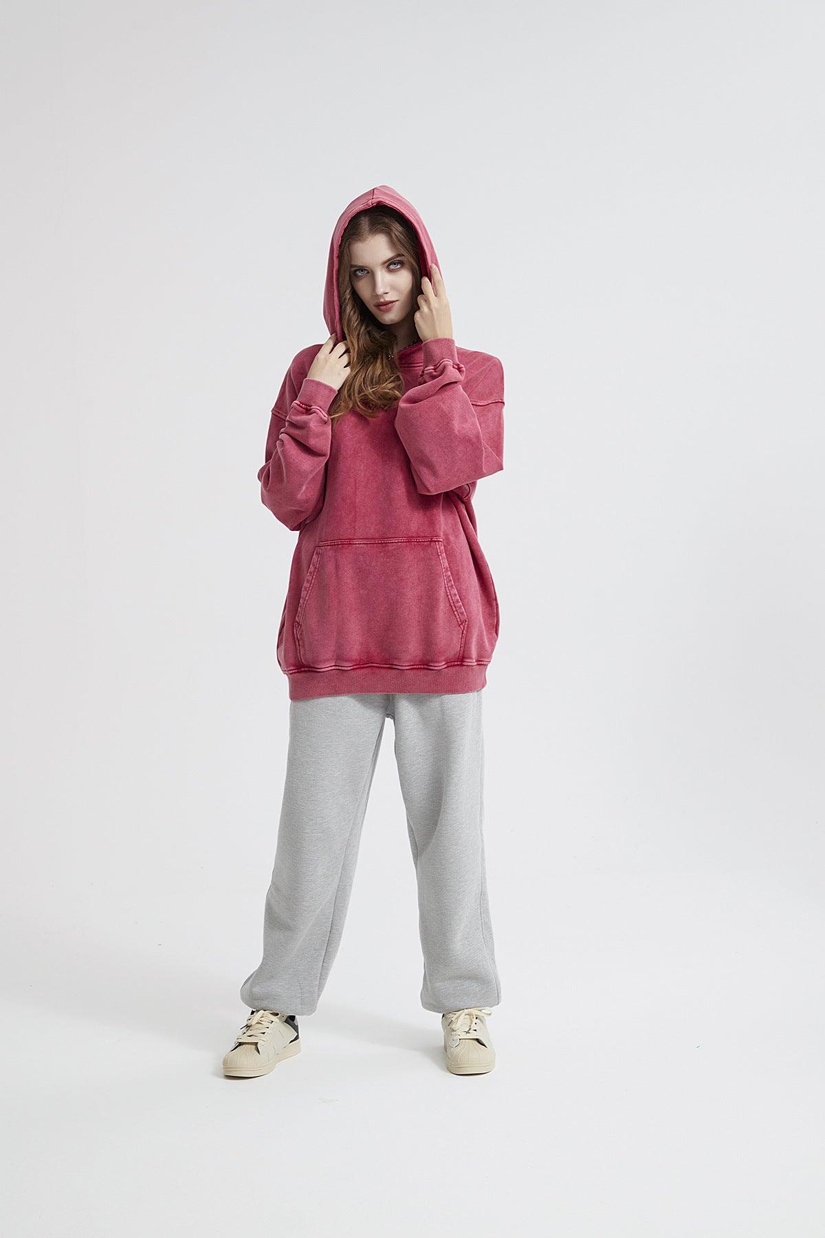 Heavy Batik Distressed Hoodie Dark Red - Keystreetwear