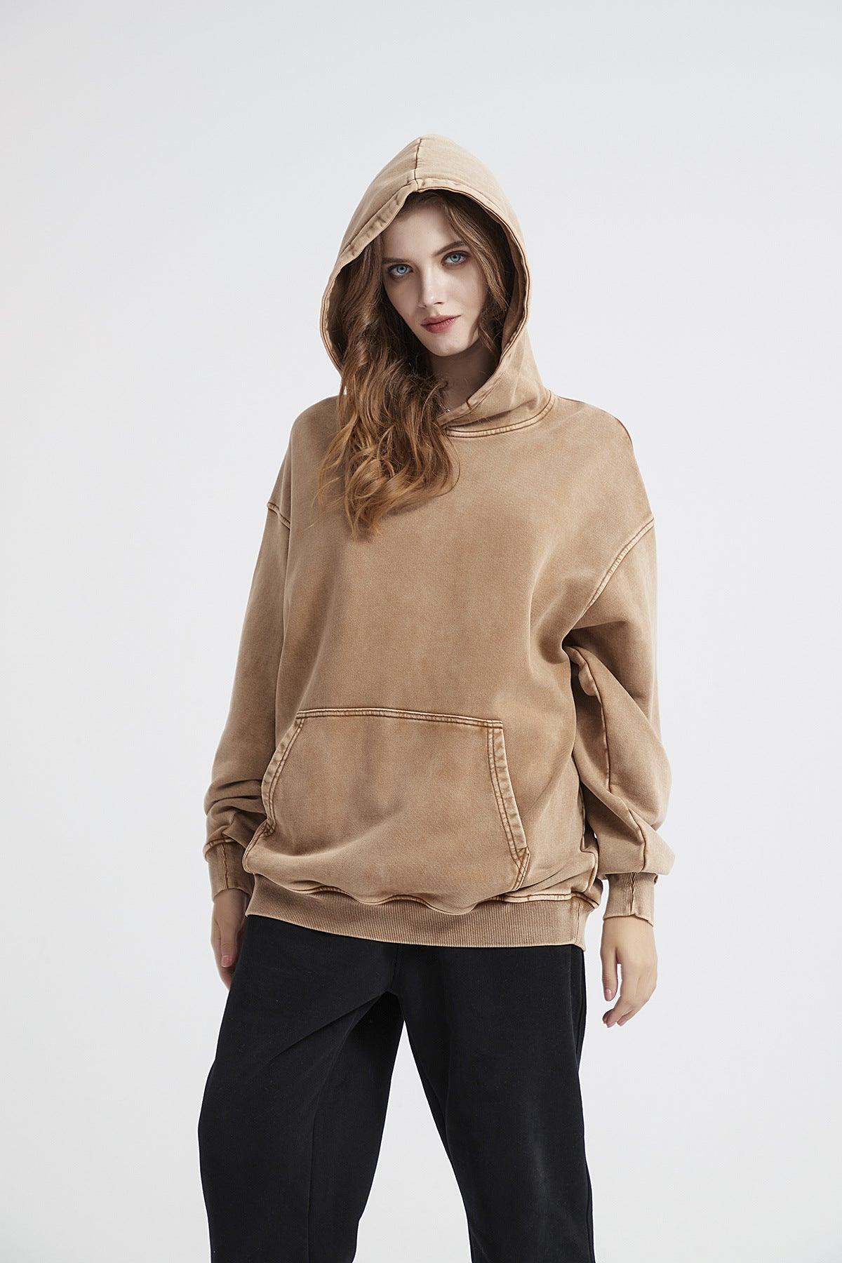 Heavy Batik Distressed Hoodie Sand Color- Keystreetwear