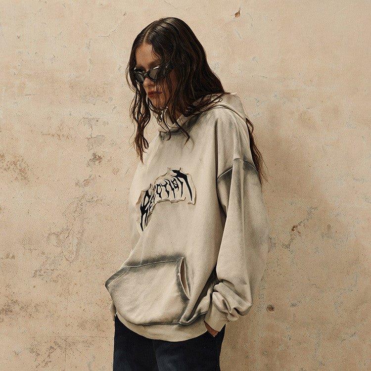 Reflection Frayed Hem Hoodie - Keystreetwear