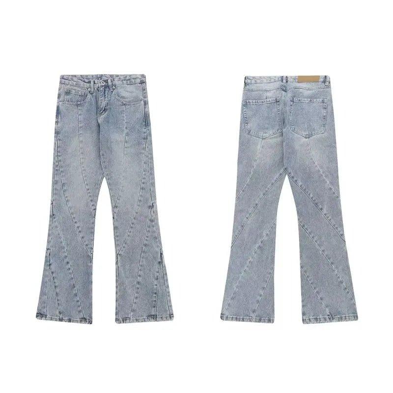 Spliced Flared Pants Denim Pants - Keystreetwear