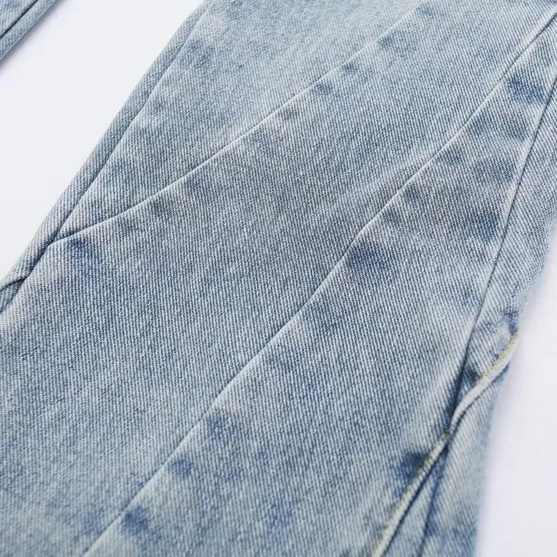 Spliced Flared Pants Denim Pants - Keystreetwear