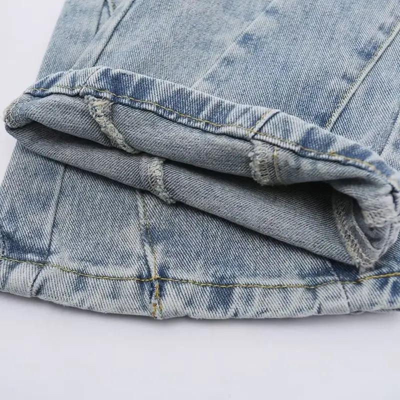 Spliced Flared Pants Denim Pants - Keystreetwear