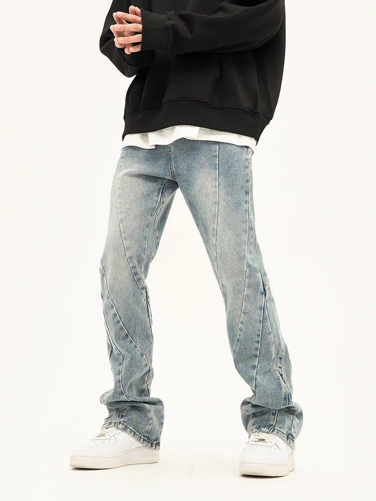 Spliced Flared Pants Denim Pants - Keystreetwear