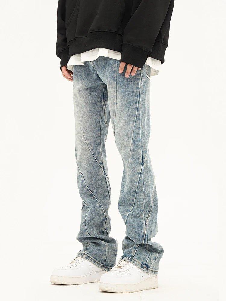 Spliced Flared Pants Denim Pants - Keystreetwear