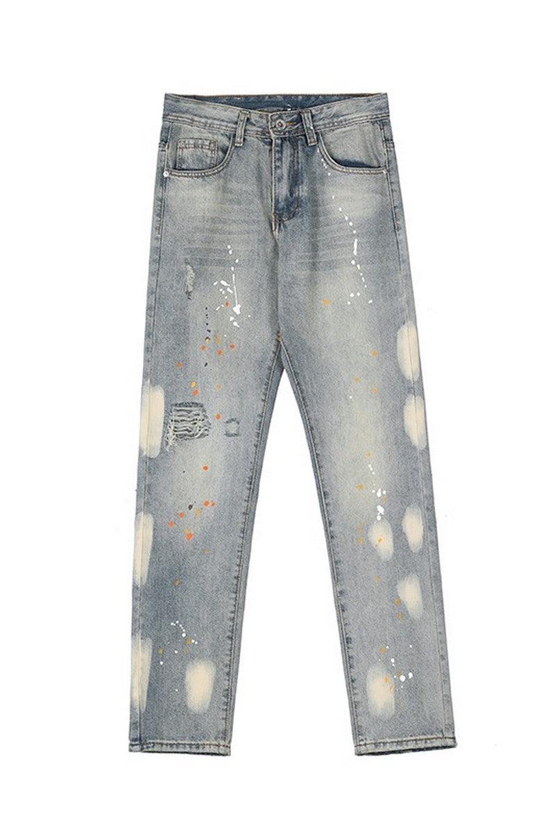 Splash Ink Distressed Jeans - Keystreetwear