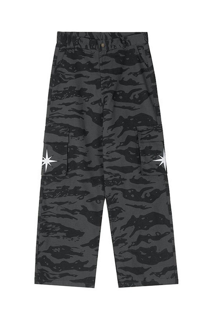 Tiger Camo Embroidered Cargo Pants - Keystreetwear