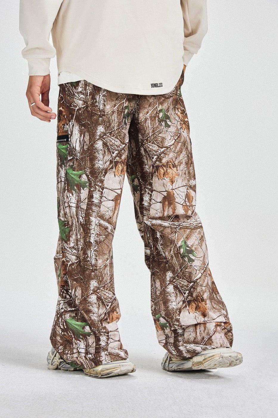 BONELESS Withered Leaves Crinkled Camo Cargo Pants - Keystreetwear