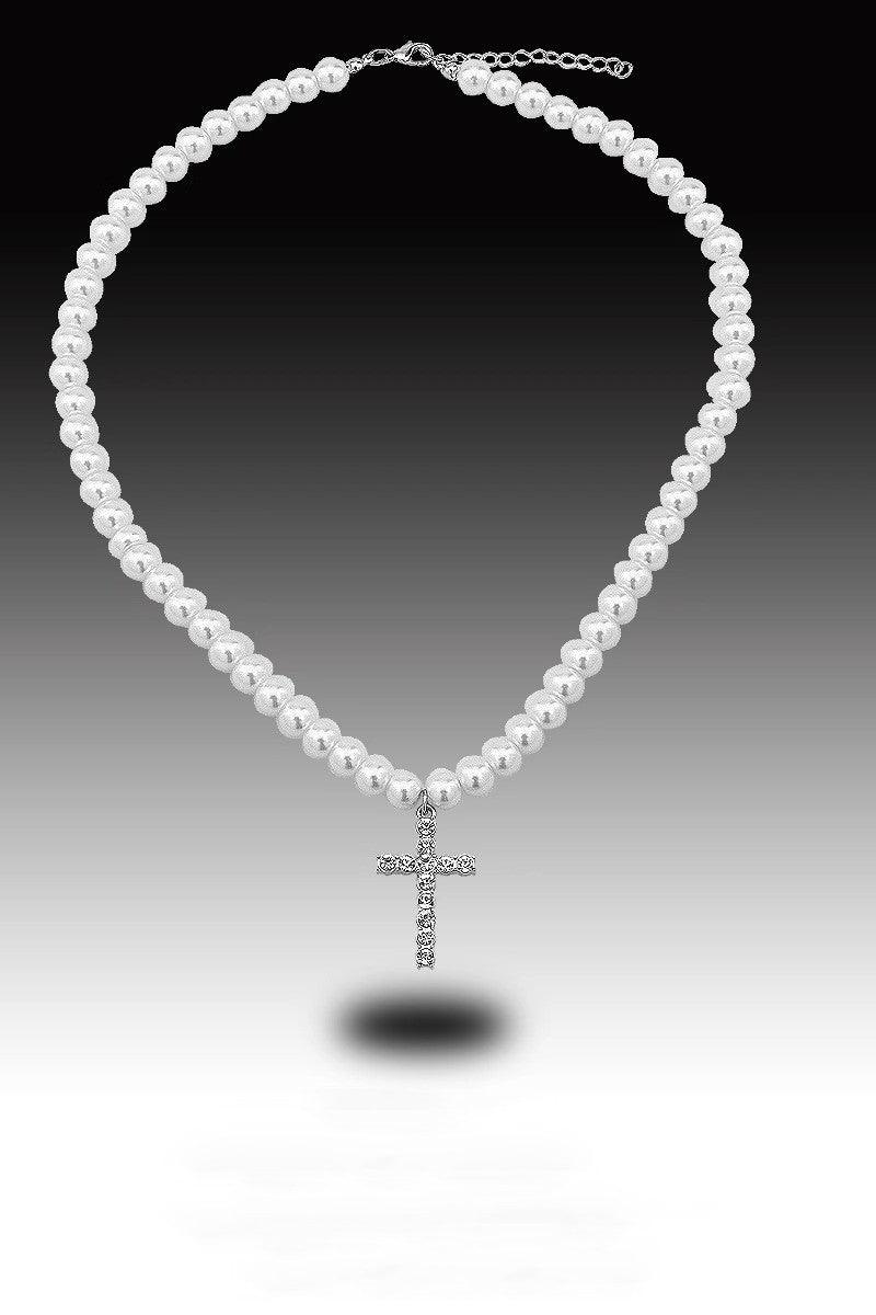 Cross Pearl Necklace 