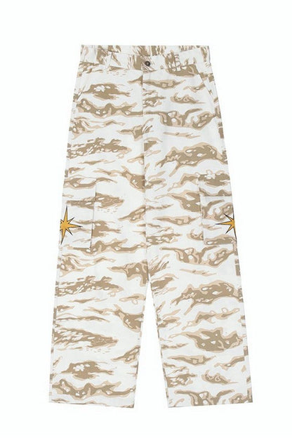 Tiger Camo Embroidered Cargo Pants - Keystreetwear