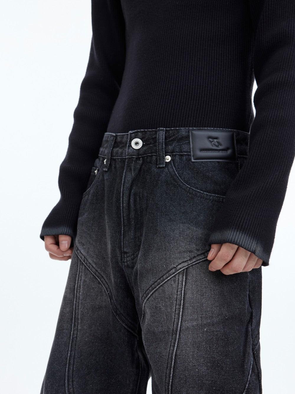 Exclusive Washed Micro Flared Denims Waistline Details