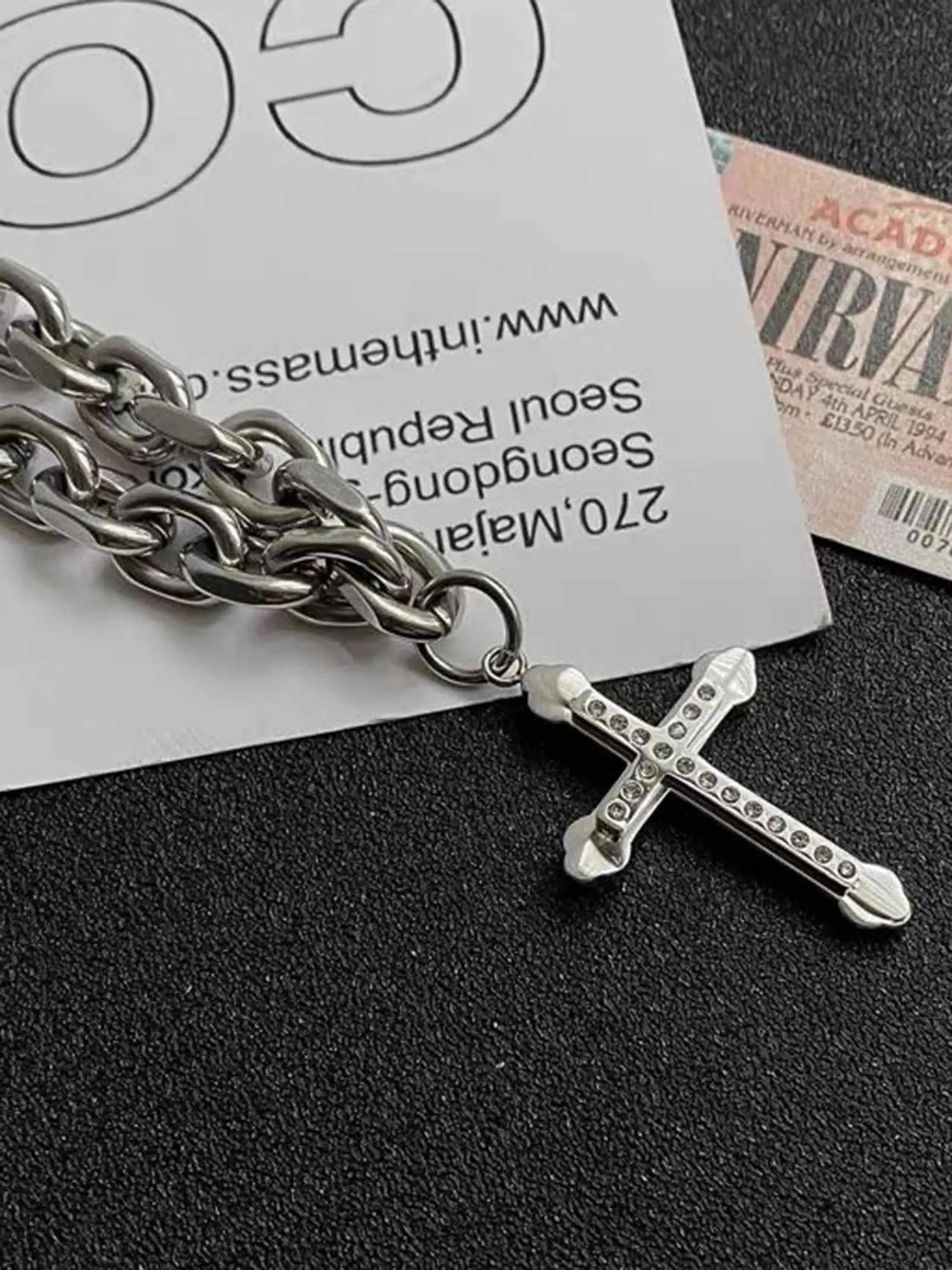 Black Necklace Accessories with Cross Pendant