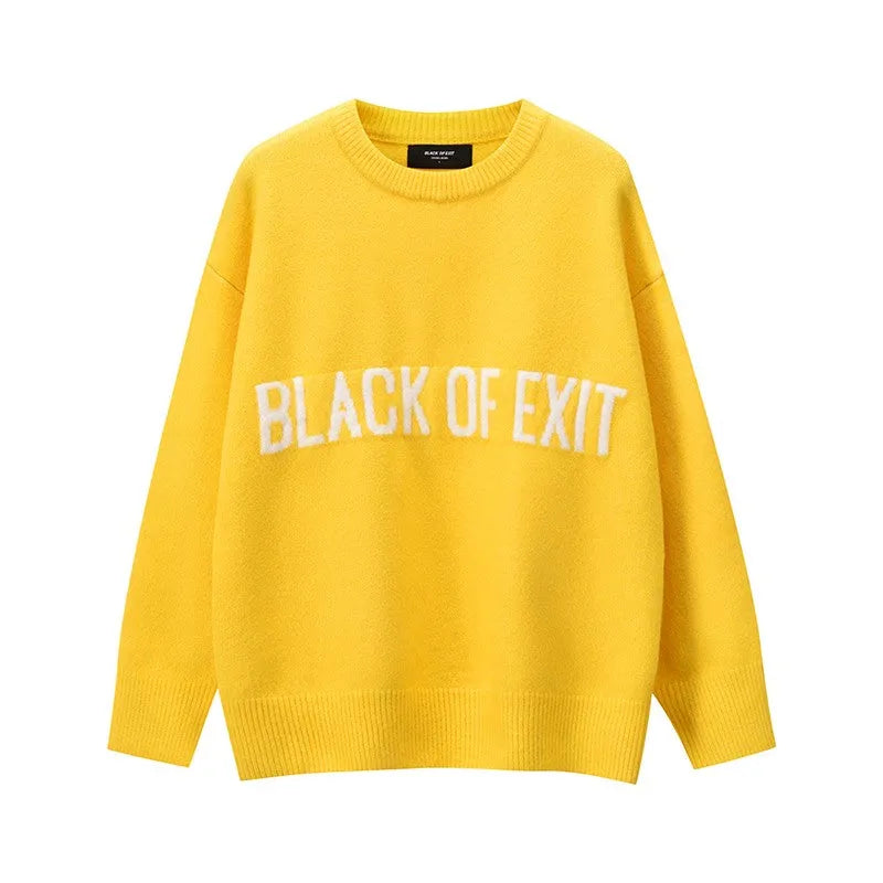 &quot;BLACK OF EXIT&quot; Sweater Yellow