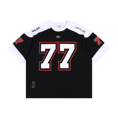 WildX 77 Hockey Jersey Shirt Black & Red - Keystreetwear