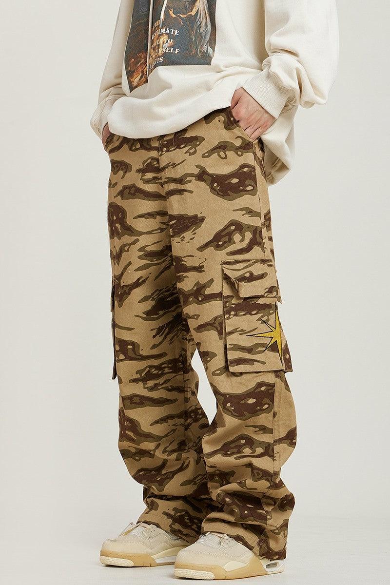 Tiger Camo Embroidered Cargo Pants - Keystreetwear