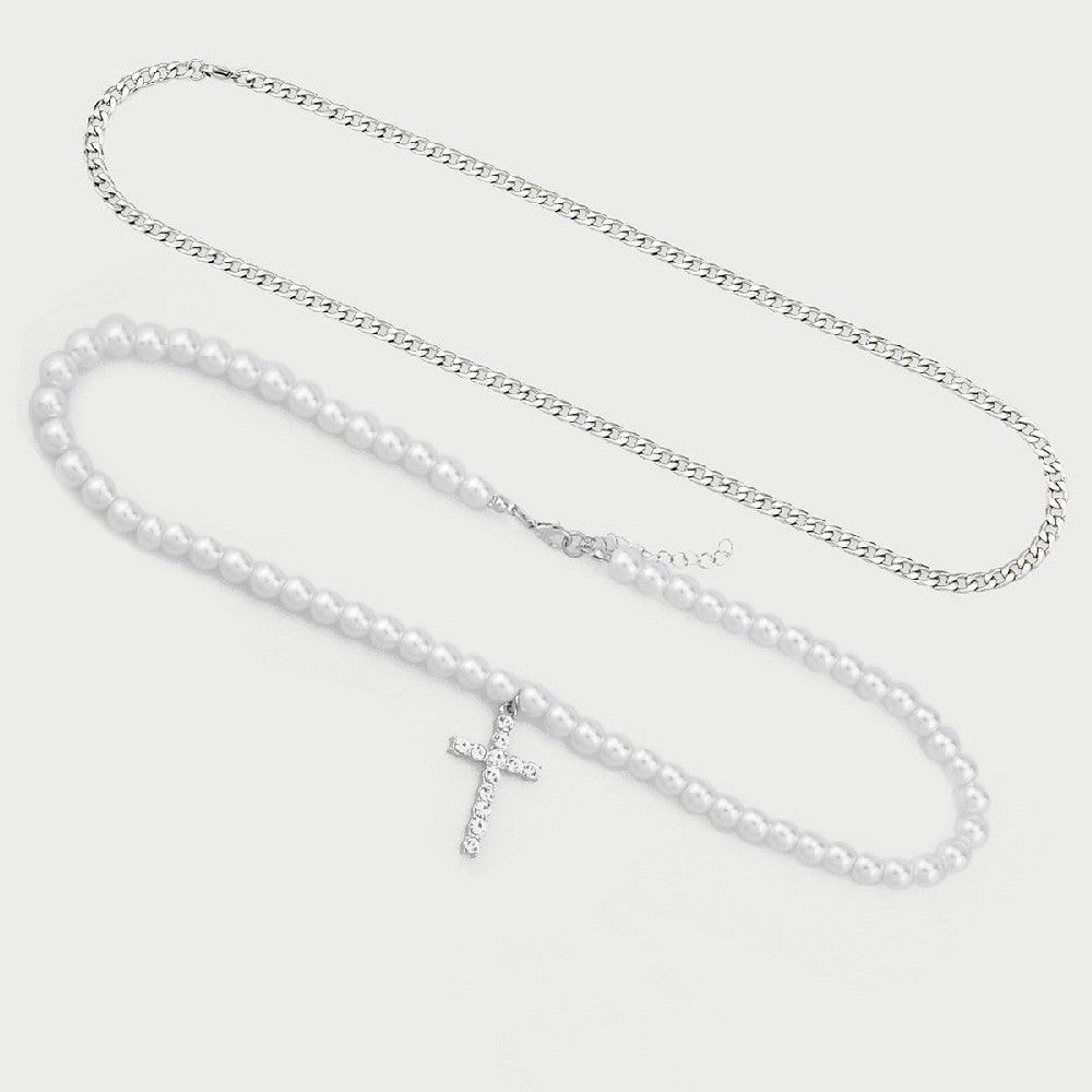 Cross Pearl Necklace