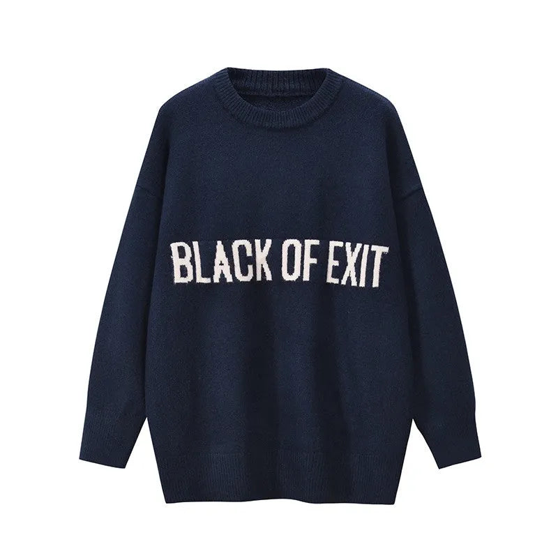 "BLACK OF EXIT" Sweater Navy Blue