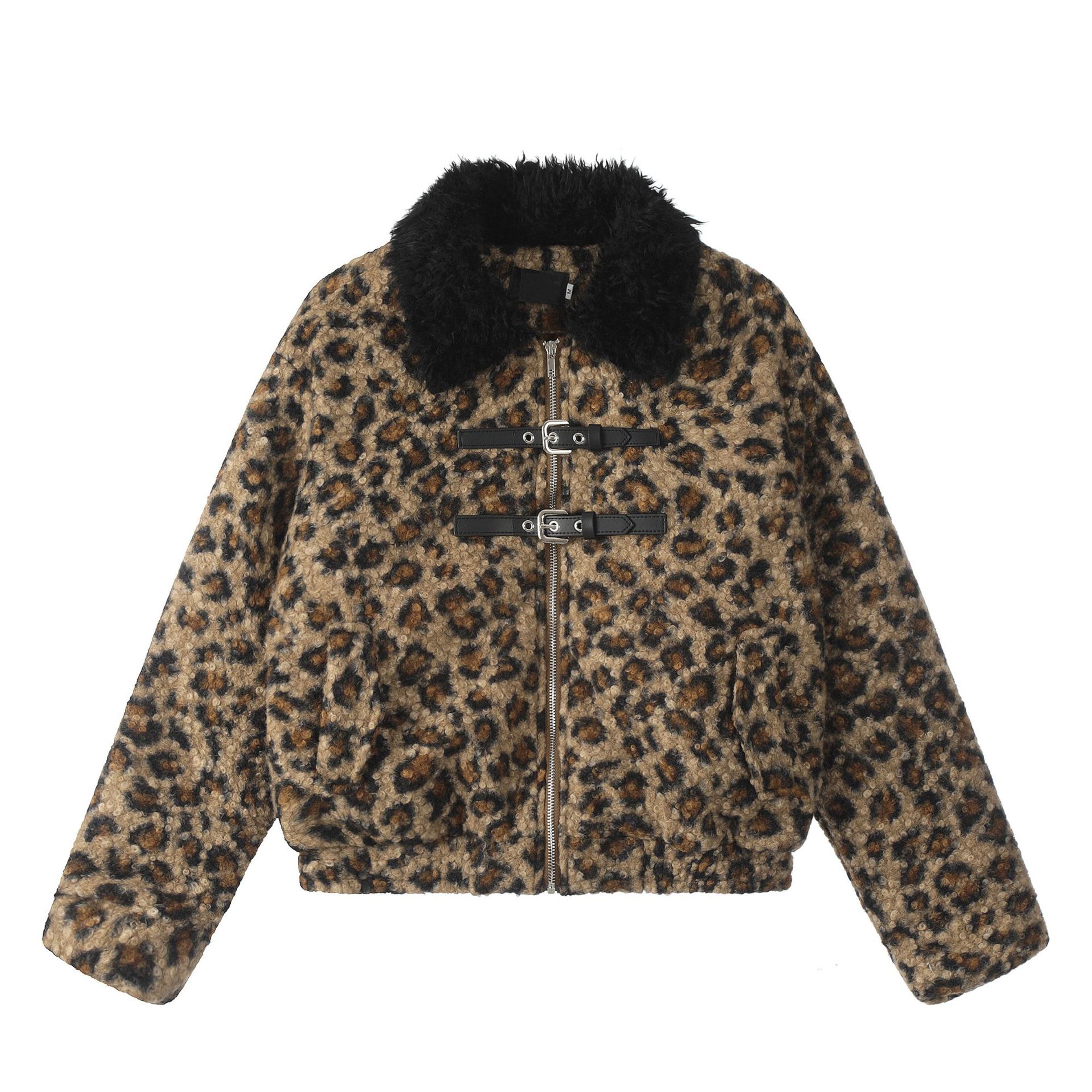 99-1 Short Leopard Print Sherpa Jacket