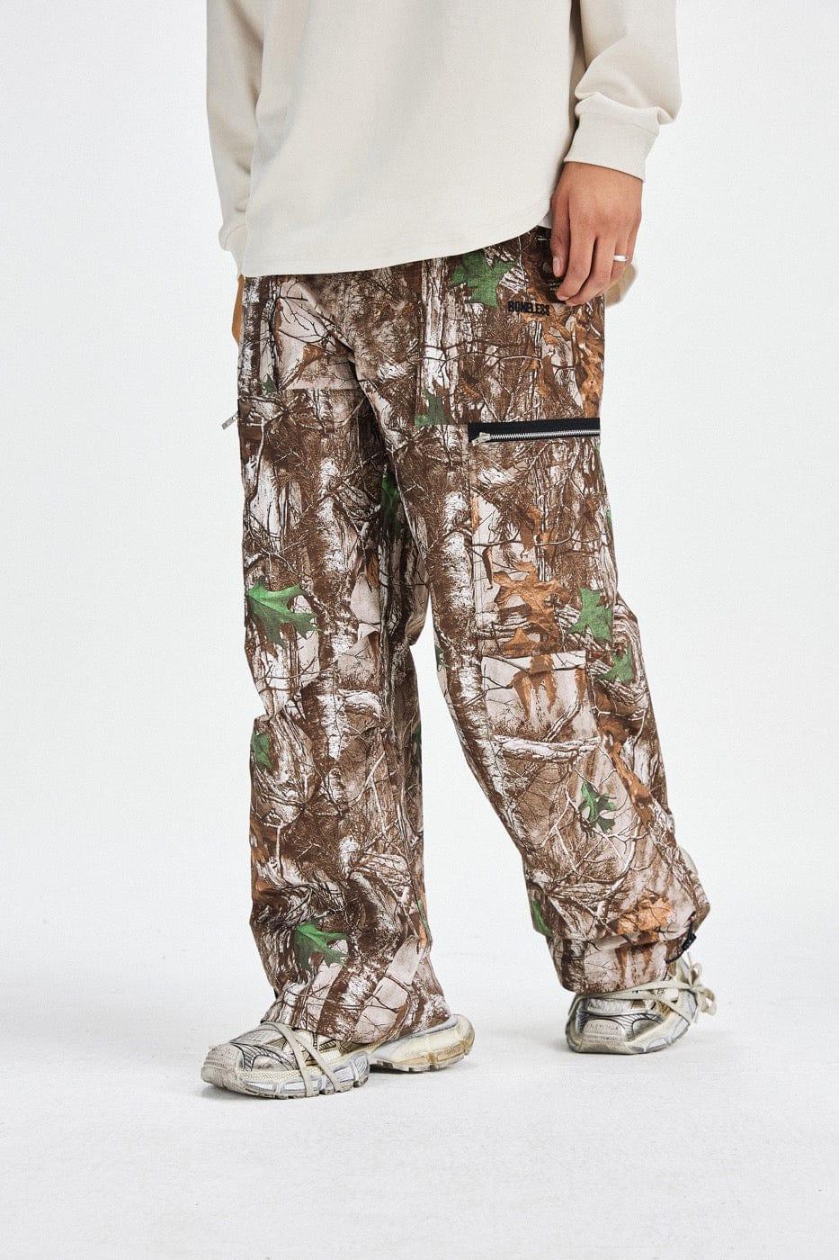 BONELESS Withered Leaves Crinkled Camo Cargo Pants - Keystreetwear