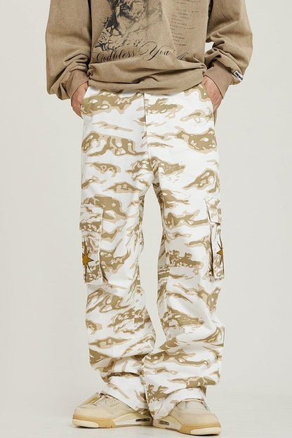 Tiger Camo Embroidered Cargo Pants - Keystreetwear