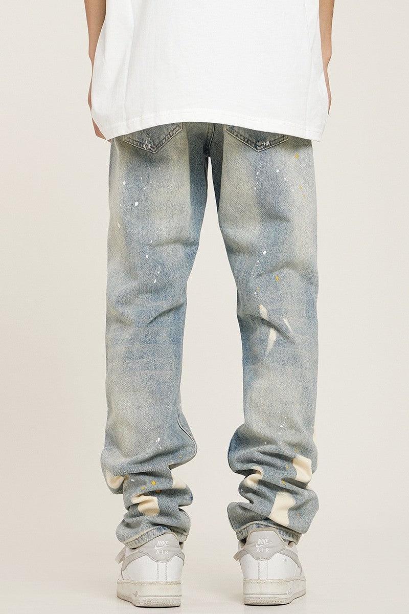 Splash Ink Distressed Jeans - Keystreetwear