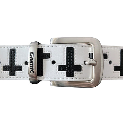 Cross Cowhide Belt White 