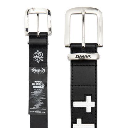 Cross Cowhide Belt Black | Buckle Details &amp; Label