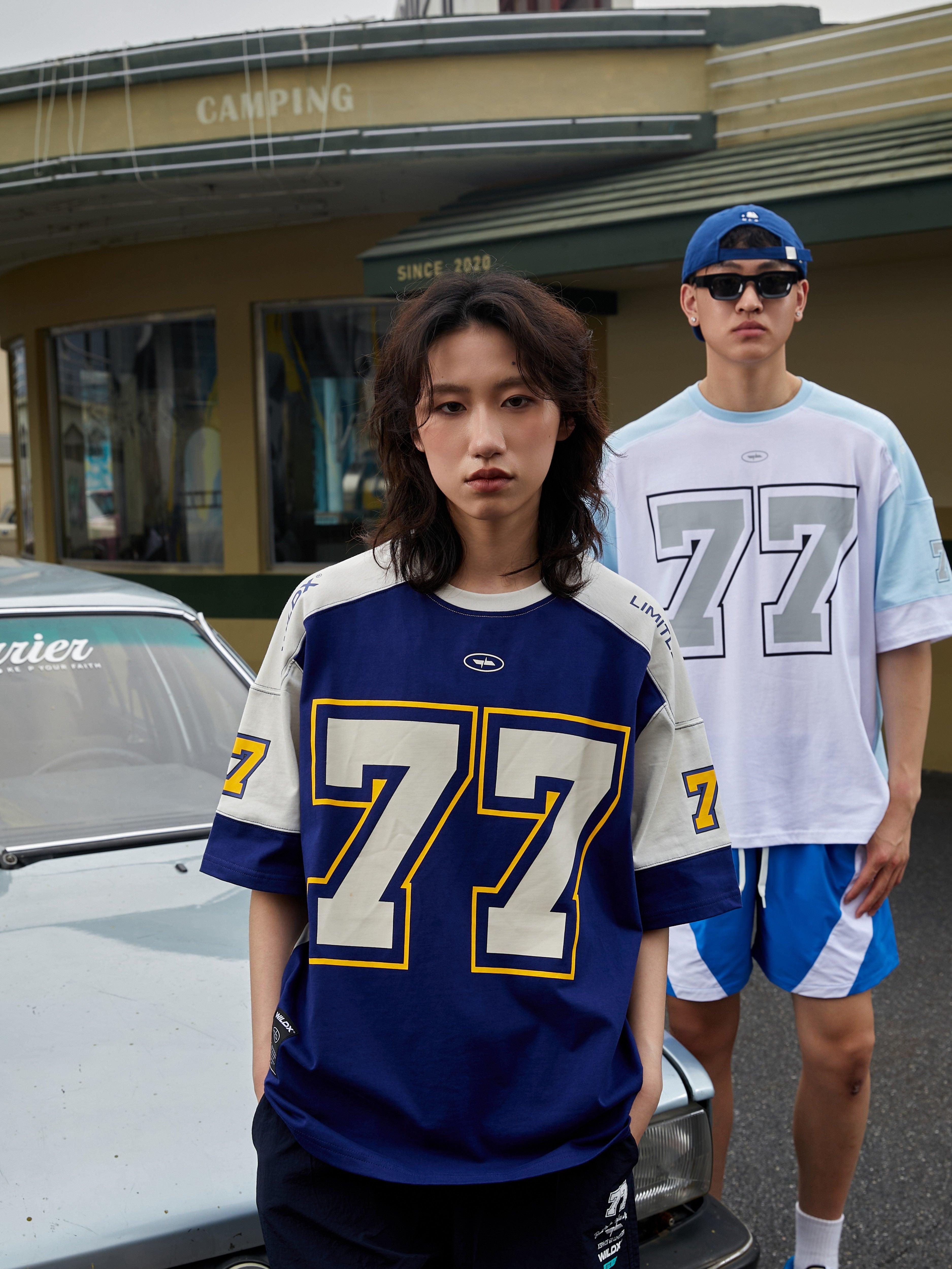 WildX 77 Hockey Jersey - Keystreetwear in Khaki Blue & Navy Blue