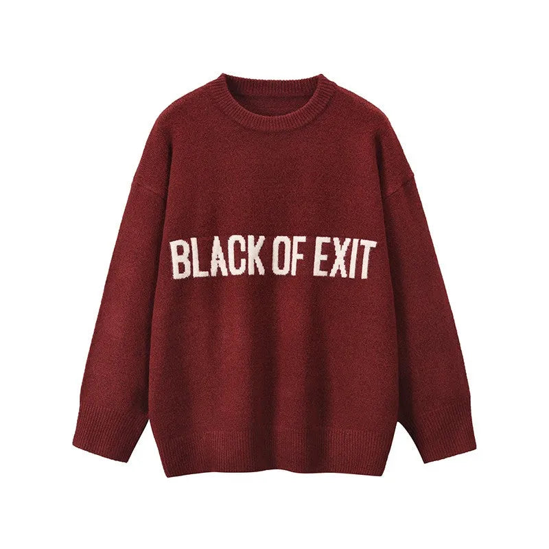 &quot;BLACK OF EXIT&quot; Sweater Red