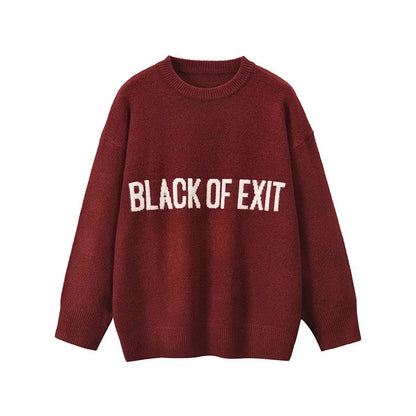 &quot;BLACK OF EXIT&quot; Sweater Red